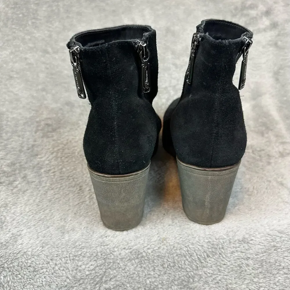 Blondo Waterproof Suede Ankle‎ Boots Womens 8.5 Black Good Block Heel B6820-015